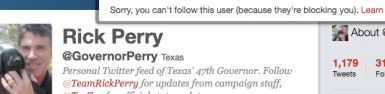 Illustration for article titled Why Rick Perry Blocked Me On Twitter